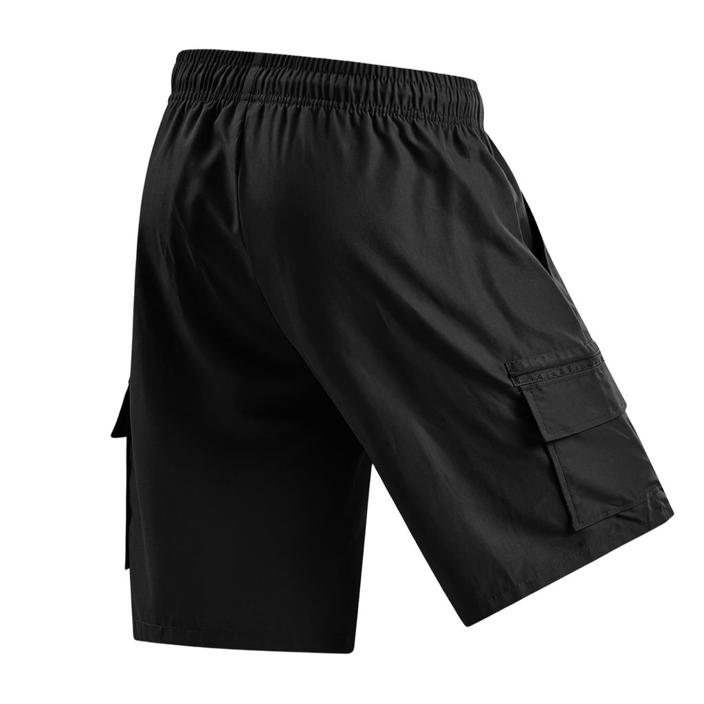 Mens Casual Loose Fit Multi Pocket Cargo Shorts with Elastic Waistband and Drawstring for Outdoor Activities