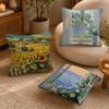 Landscape painting style Cushion Cover Anti-dustmite Pillowcase Invisible zipper silky short plush Sofa cushion cover