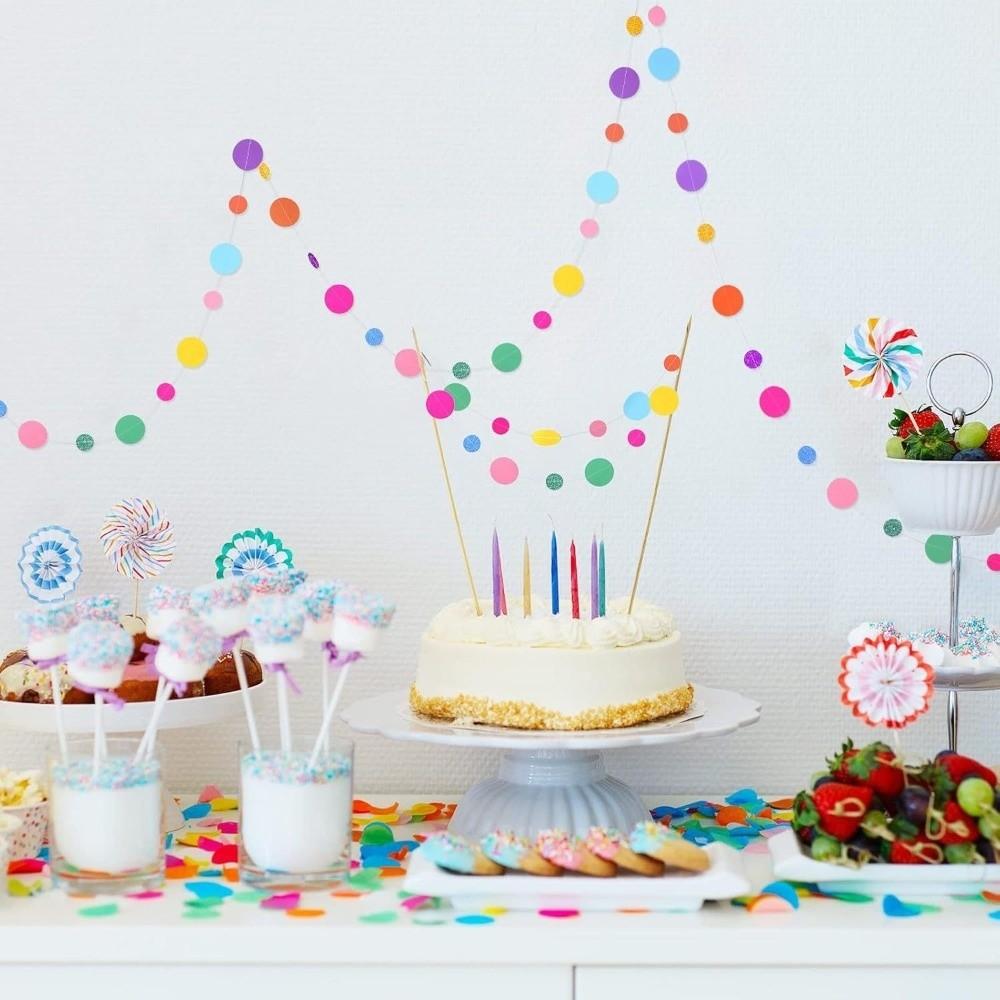 Colorful Circle Garland Banner Round Dots Colorful Dot Garland  Birthday Party Decorations