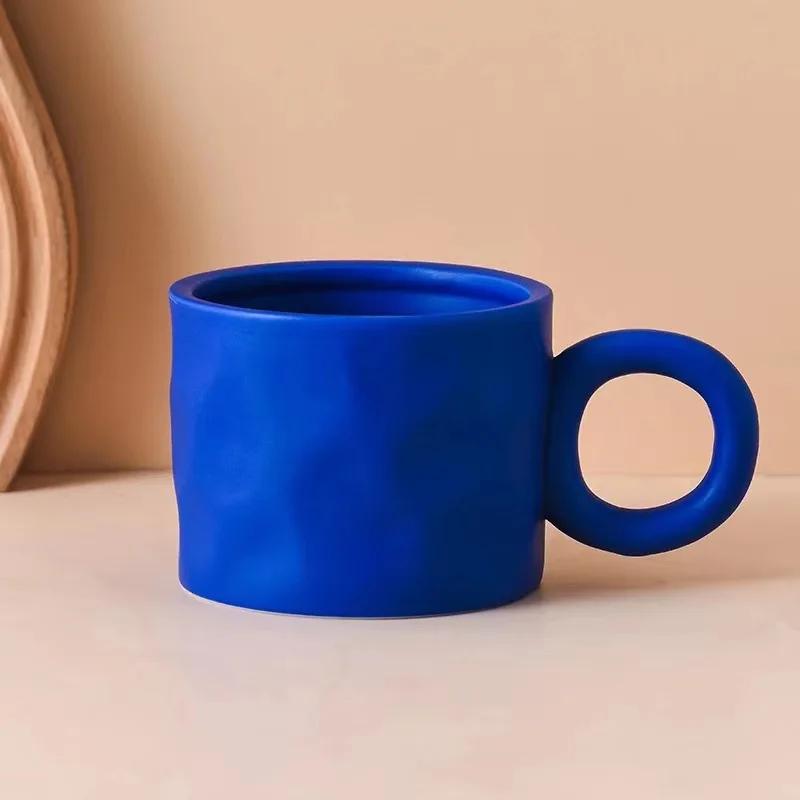 400ML Nordic Ceramic Coffee Mug Creative Handmade Multiple Colors Cup Ring Handle Ceramic Mugs For Coffee Porcelain Mug Beer Cup