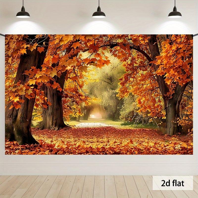 One polyester banner of autumnal golden forest path suitable for home decoration and party backgrounds in roomszyc