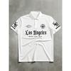Men's Short-sleeved Polo Shirt, American Street Style Los Angeles English Printed Polo Shirt
