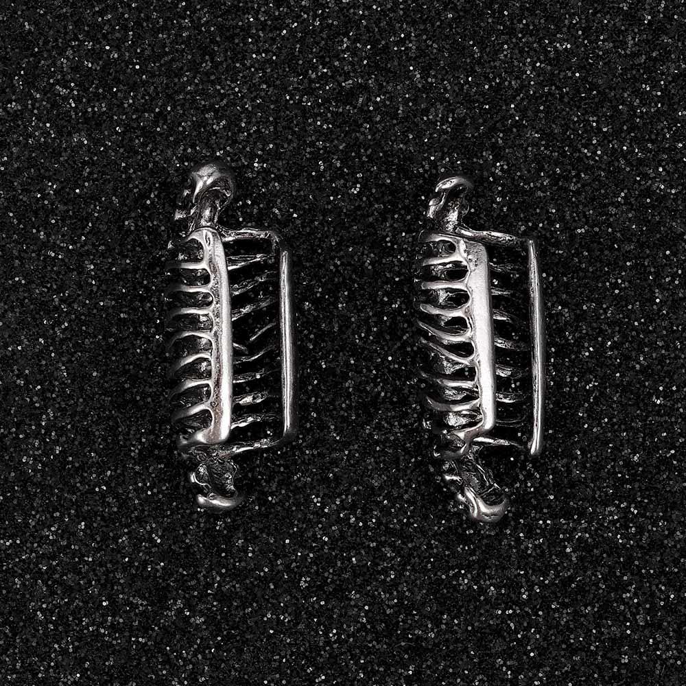 Spine Cuff Wrap Clip Hand Unisex 2PCS Stud Women Gothic Punk Skull Earrings