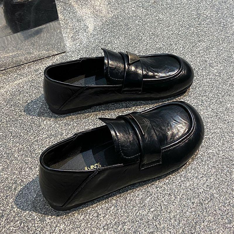 Women's Retro One-Step Loafers 2025 - Soft Leather, British Style, Versatile Flats