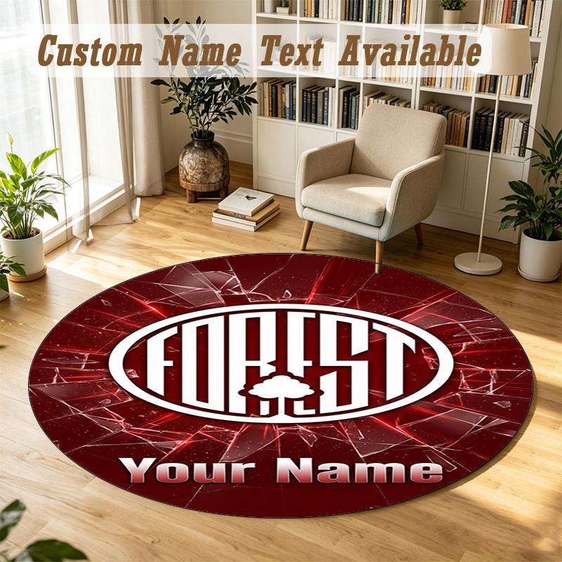 Round Rug Custom NameNottingham Forest FC Pattern Non Slip Carpet Home Floor Decor