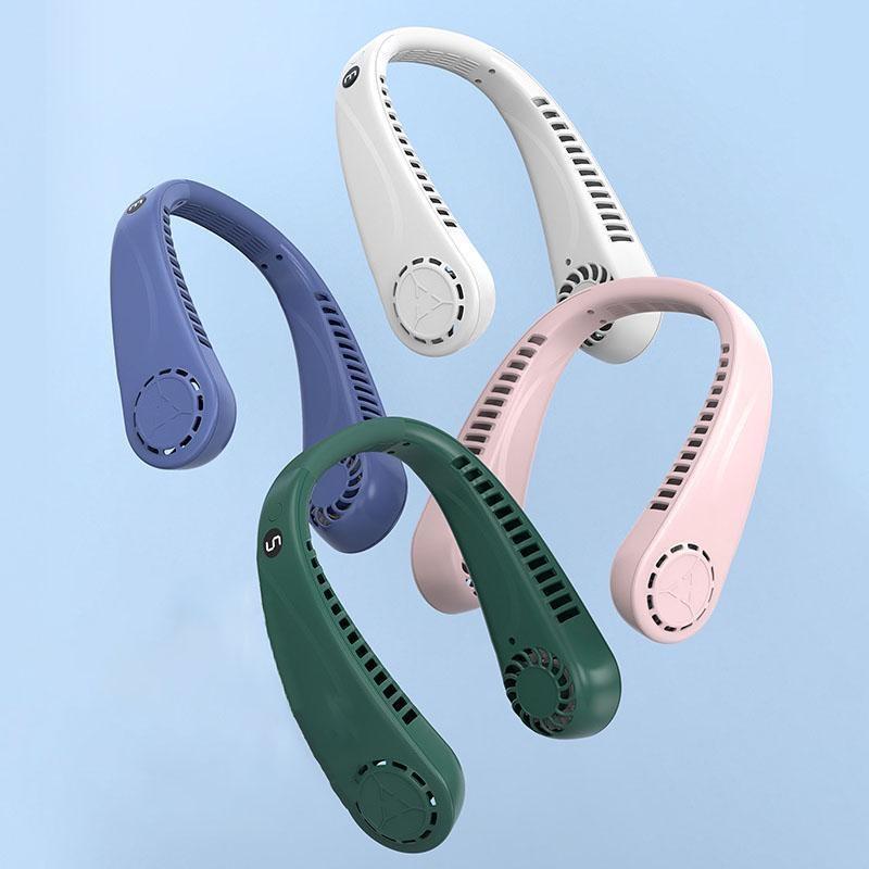 5 Speeds Portable Silent Neck Fan Bladeless Cooling Fan Headphone Design Personal Fan Adjustable Neck Fan for Travel Desk Bedroom