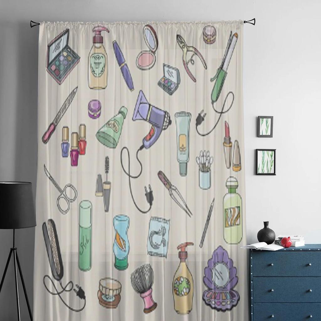 Beauty And Cosmetic Hand Drawn Tulle Curtain For Living Room Sheer Valance Curtain For Kitchen Bedroom Window Drapes