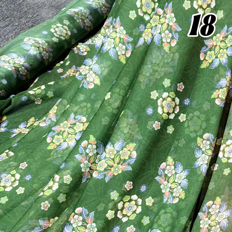 100*150cm Tecido Chiffon Floral Estilo Chinês Grupo de Chá Estampa Floral Tecido DIY Vestido Hanfu Fantasia de Dança de Casamento Decoração