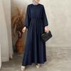 ZANZEA Abito casual da donna con scollo rotondo e maniche lunghe, ampio e plissettato