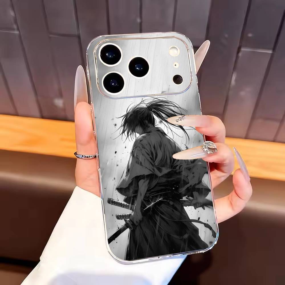 Anime R-Rurouni Kenshin Phone Case For iPhone17,16,15,14,13,12,11 Plus,Pro Max Soft Transparent Cover