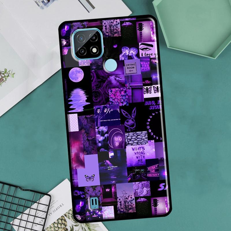 Purple Aesthetic For OnePlus 10 9 Pro 8T 9R 10R Nord2 Case For Realme 8 Pro 9 GT Neo 3 2 Master 8i 9i Cover