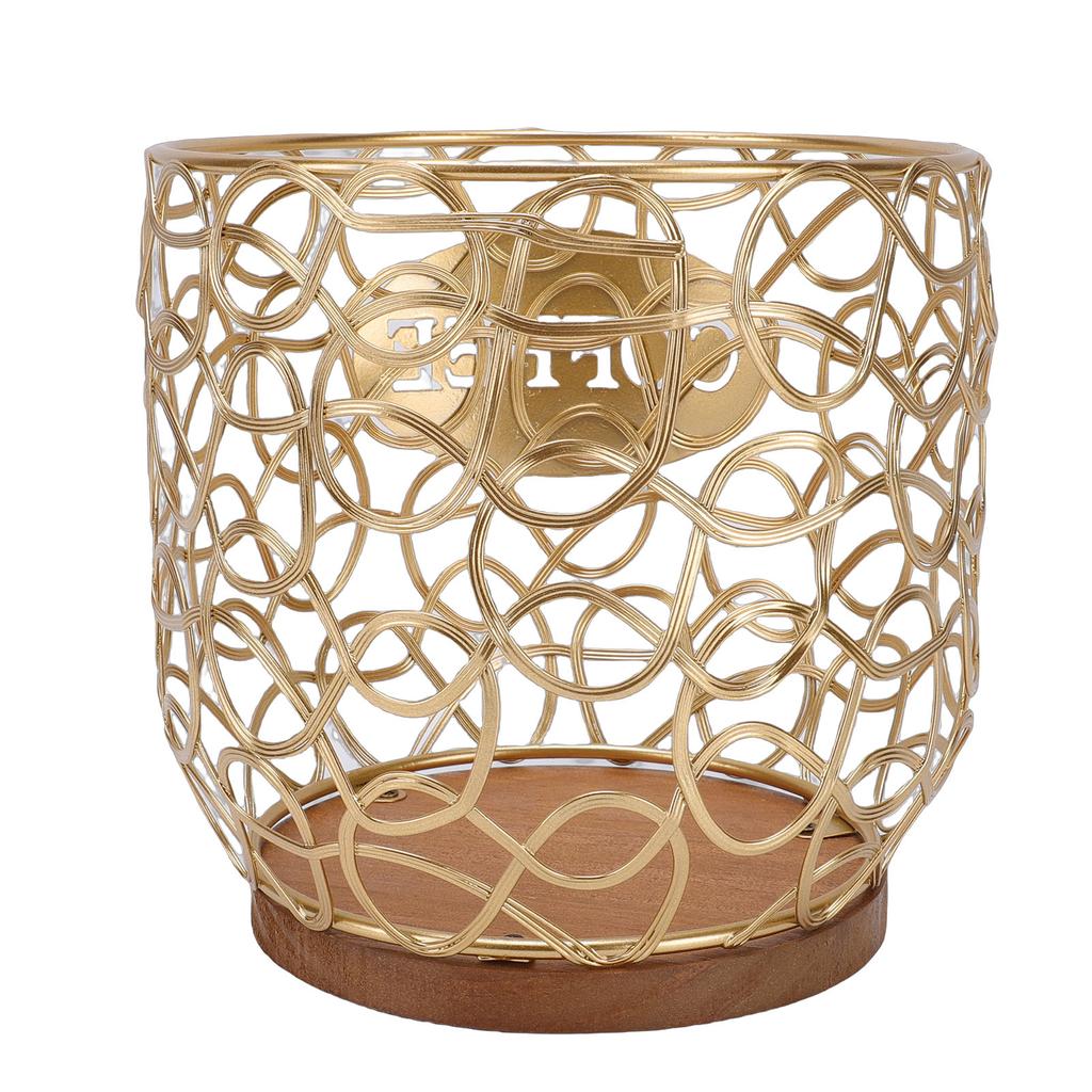 Coffee Pod Holder   Large Capacity Coffee Capsule Storage Basket with Wooden Base for Kitchen Counter   Desktop