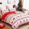 Christmas 3-piece Set With Red Reindeer Snowflake Pattern Decoration, Soft Ultra-fine Fiber Bedding Set