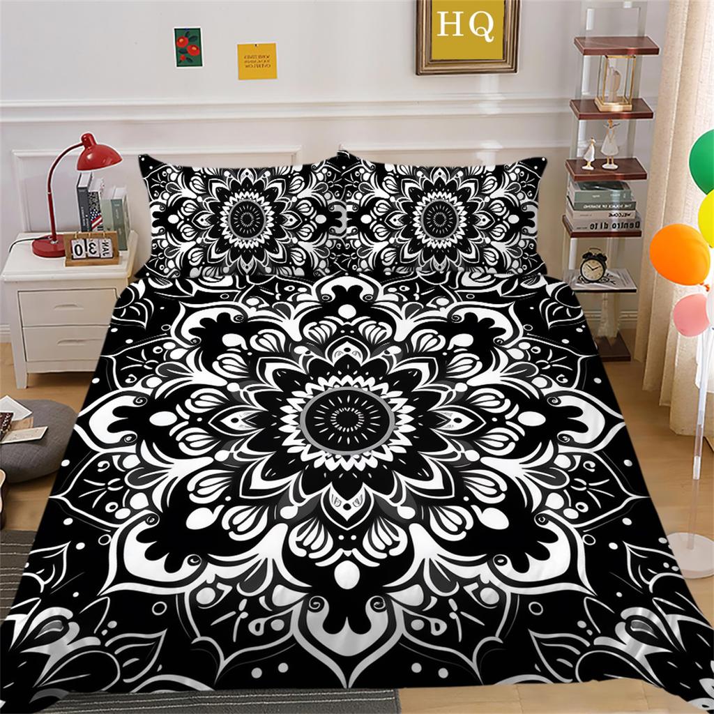 3D Indian Theme Bedding Set Paisley Flower Duvet Cover Pillowcase 2/3 US/UK/EU/AU Full Size Soft Quick Drying Decorative Quilt Cover