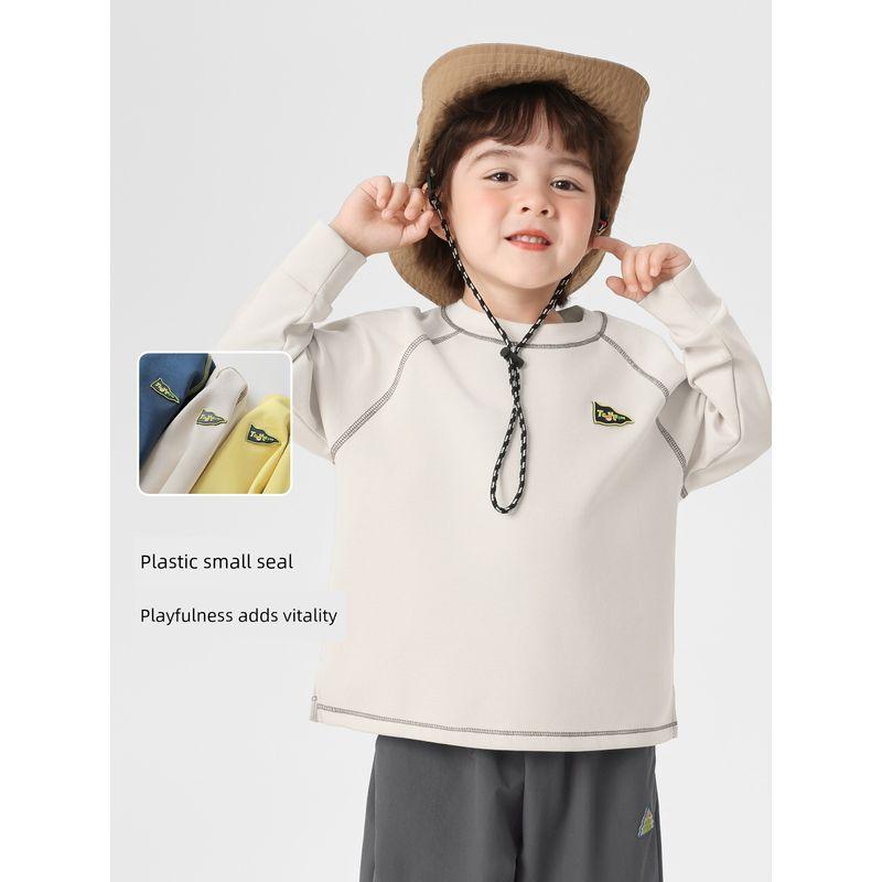 Right European Style Boys' Mountain Series Simple Antibacterial Long-Sleeve T-Shirt, New Autumn Children's Top for Boys, Spring and Autumn Style