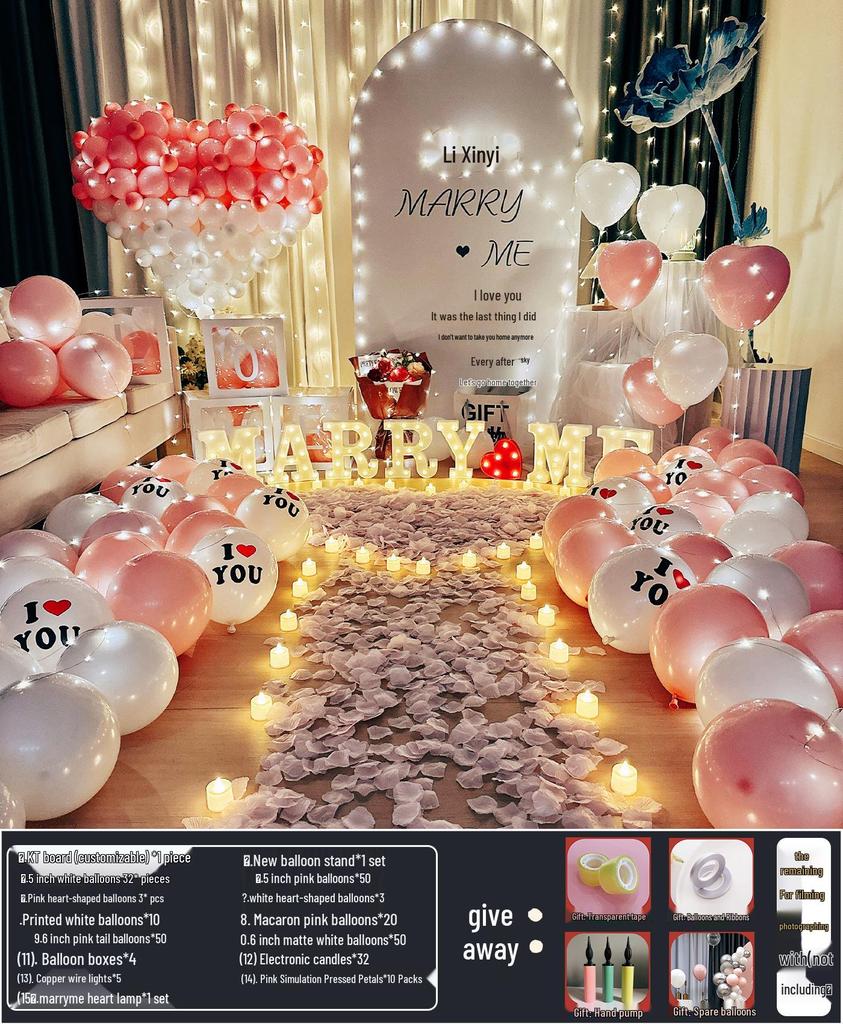 Anniversary Romantic Scene Decoration: Valentine's Confession Bedroom Proposal Balloon Wall Set