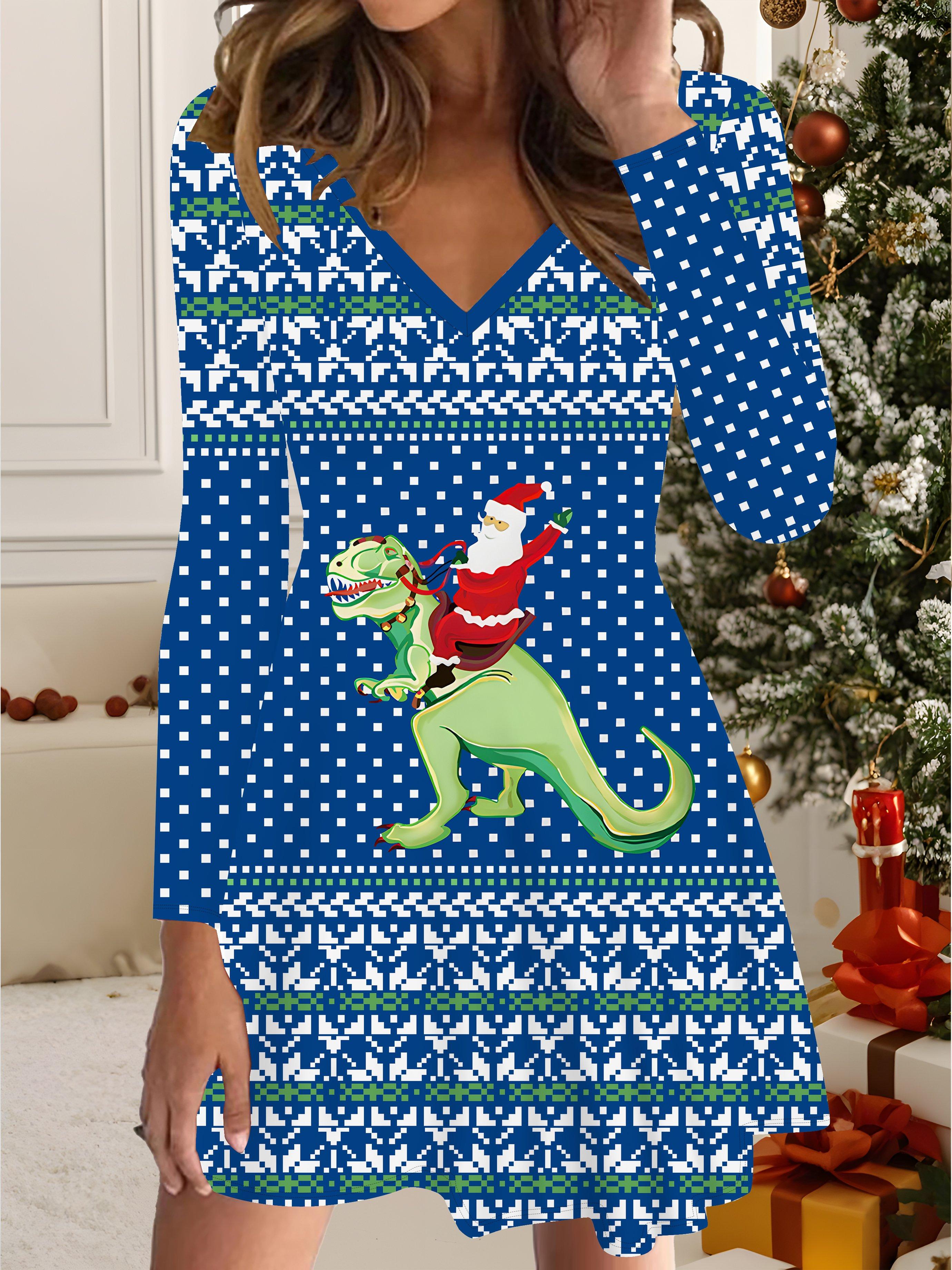 

Платье, напечатанное на 3D-принтере, эксклюзивная трендовая вещь для женщин на осень и зиму, рождественская коллекция 6XL синий