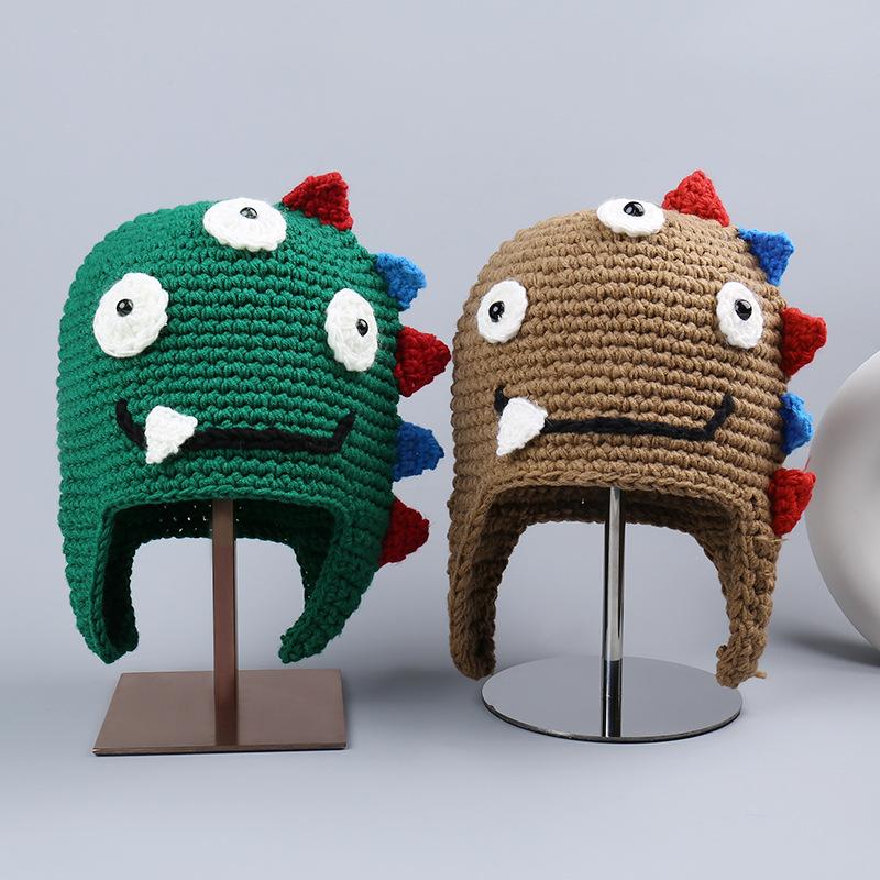 Shrek Wool Hat Female Autumn and Winter Devil Long Braid Green Knitted Pullover Hat