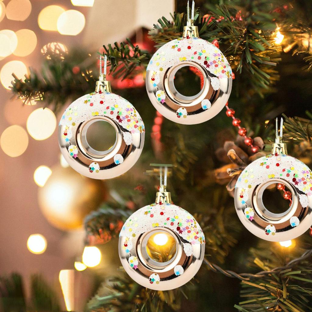 4 Donut Hanging Ornaments for Holiday Decor and Celebration In Home