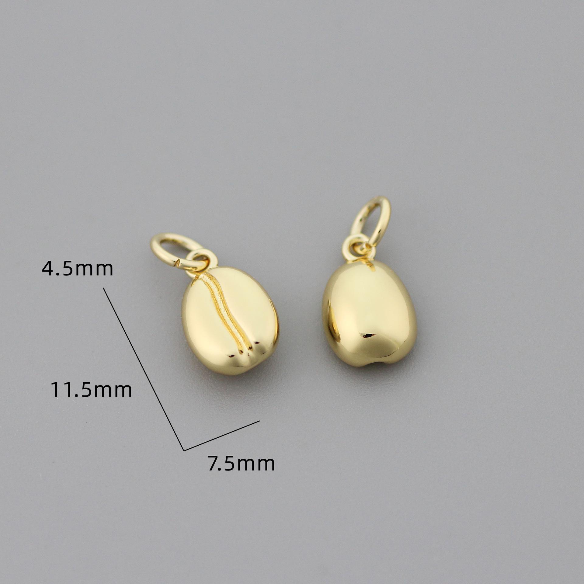 14K Gold Plated Coffee Bean Retro Pendant for DIY Jewelry
