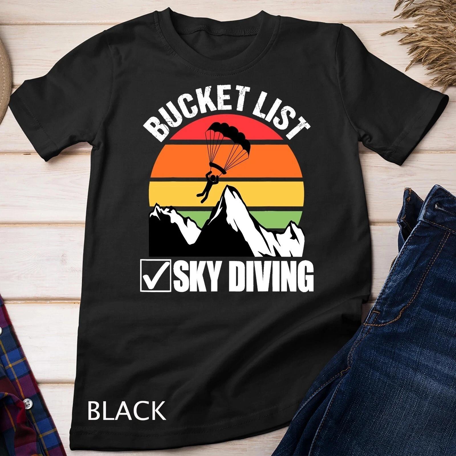 Bucket List Sky Diving Vintage Skydiver Skydiving Parachute Unisex T-shirt 3XL