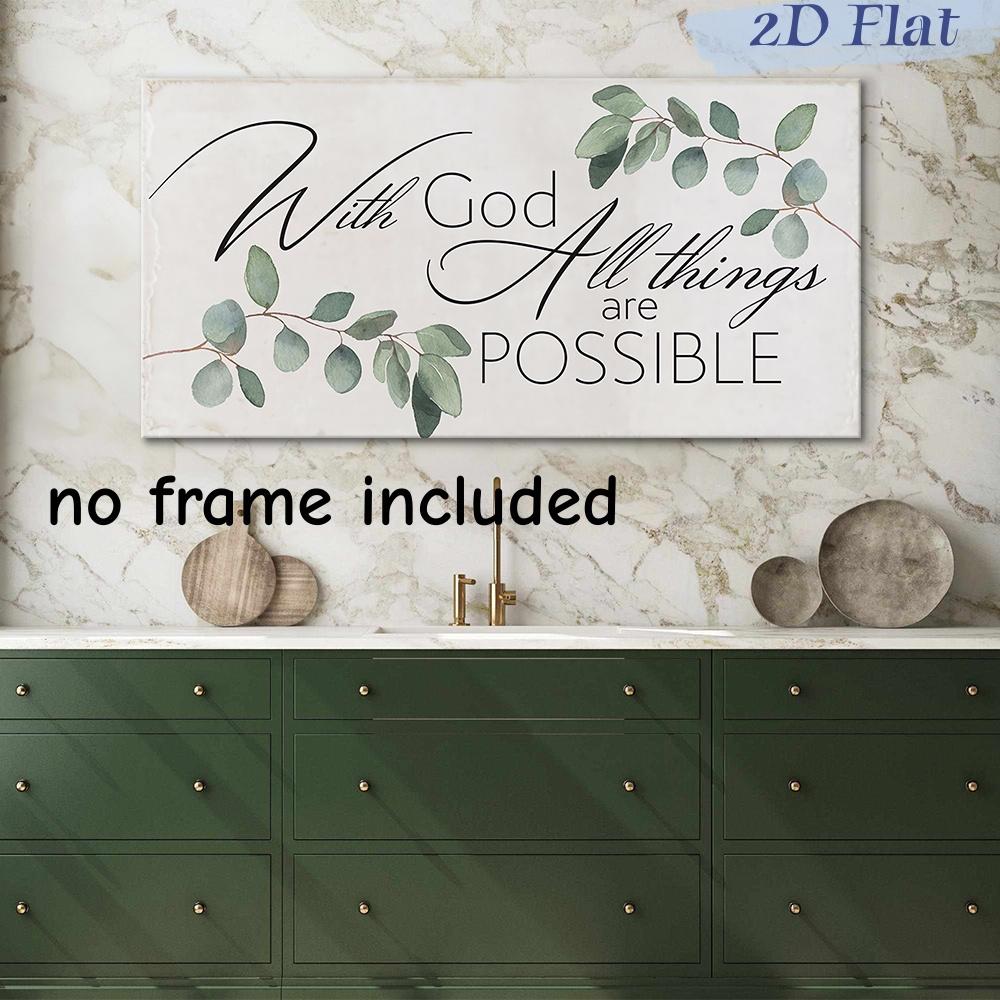 

1 piece of modern religious inspired wall art canvas print - Everything is possible with God Matthew Gospel scripture, simple (as the picture,50x100cm No Frame)