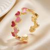 Women Ring Opening Adjustable Lightweight Finger Ring Golden Plated Hollow Heart Design Finger Band Jewelry Gift
