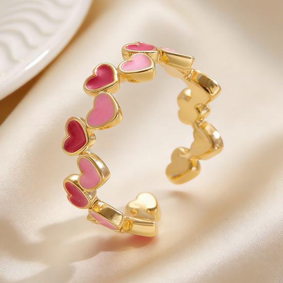 Women Ring Opening Adjustable Lightweight Finger Ring Golden Plated Hollow Heart Design Finger Band Jewelry Gift