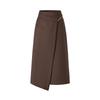 JUZUI Women's Deep Coffee Asymmetric Wrap Skirt