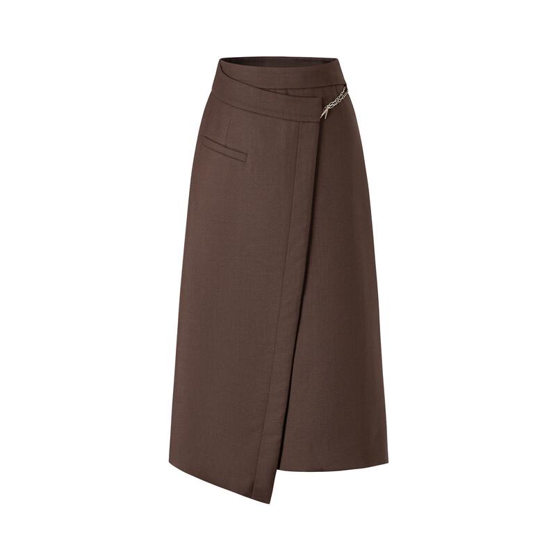 JUZUI Women's Deep Coffee Asymmetric Wrap Skirt