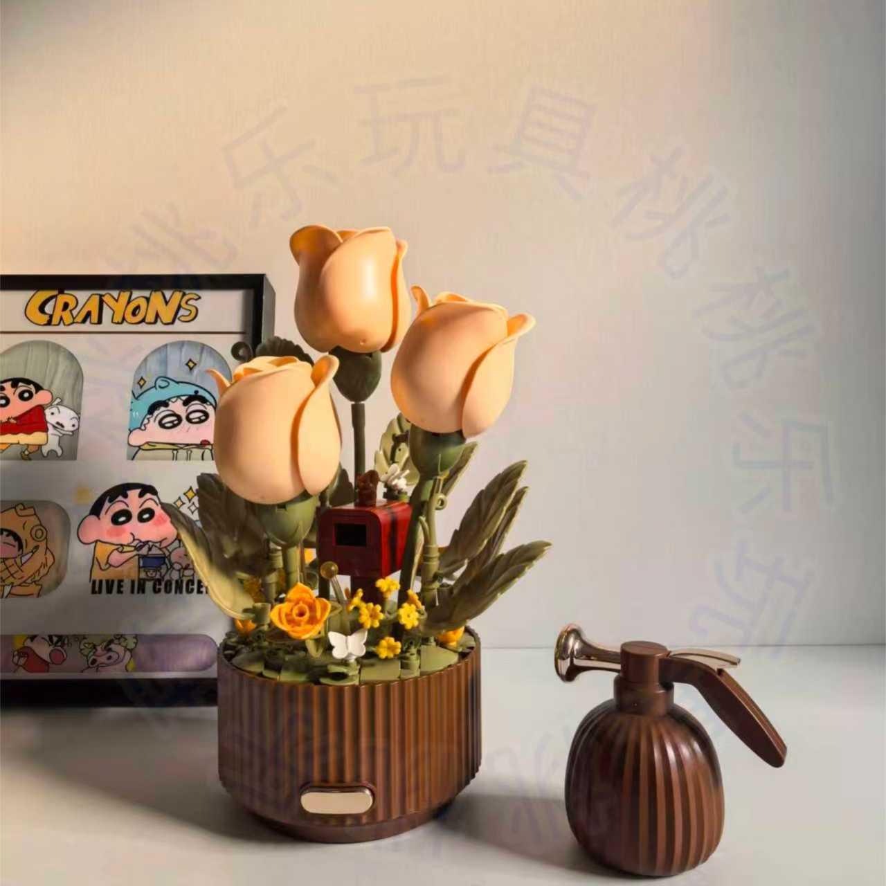 Sunflower Wood Frame 3D Decorative Block Photo Frame with Sensor Light - Educational Assembly Toy Ornament