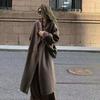 Women's Korean-Style Mid-Length Woolen Outer Wear Preppy Vibe Loose Coat