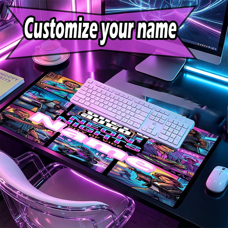 Benutzerdefinierter Name Personalisierte Grand Theft Auto VI Muster Mauspads, Laptop PC Schreibtischunterlage, Dekorative Schreibtischmatte für Zuhause Tastaturpad Geschenk