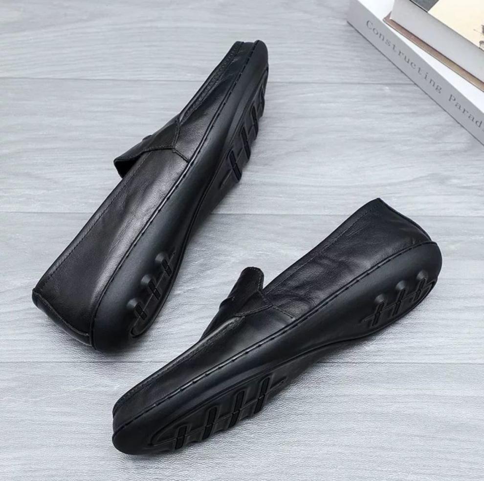 Leather Shoes Men's Autumn Breathable and Comfortable Doudou Shoes Soft Sole Soft Surface One Pedal Casual Shoes Men's Shoes Business Men's Leather S