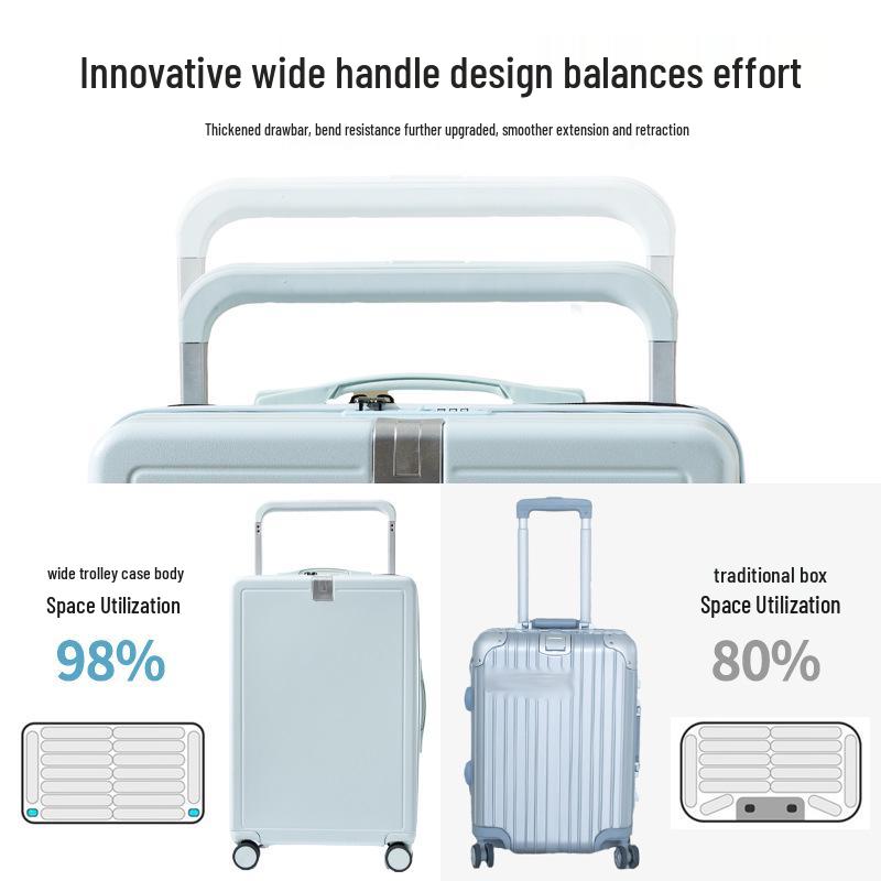 20-Inch Lightweight Carry-On Suitcase with Wide Handle & Silent Wheels, Combination Lock, Unisex Travel Companion