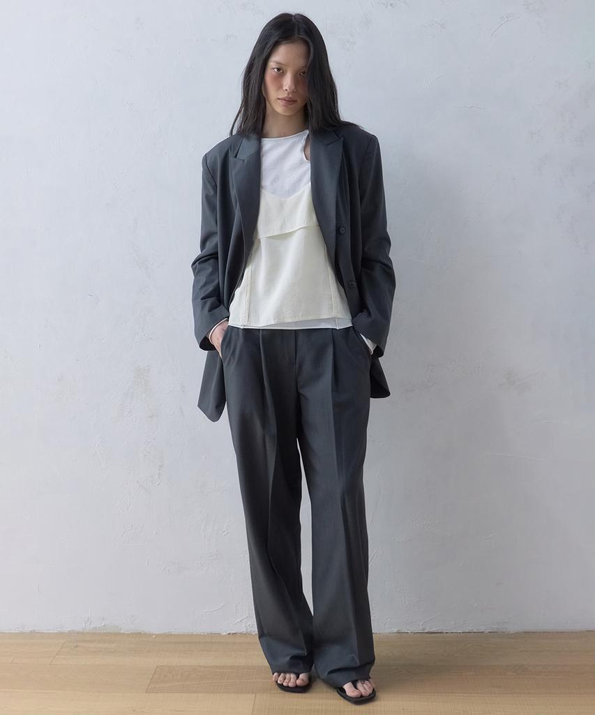 Letual One-Pleat Wide Slacks_Charcoal
