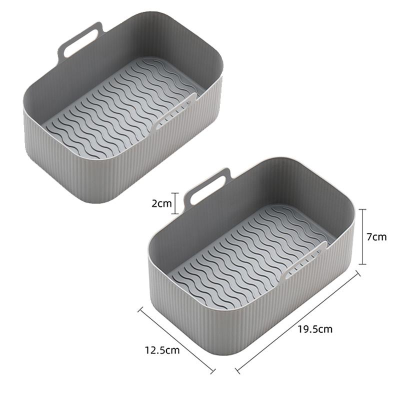 19.5x12.5x7cm Reusable Airfryer Silicone Basket Air Fryer Oven Baking Tray Rectangle Non Stick Air Fryer Basket Kitchen Tools