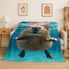 Kawaii Lazy Capybara Cartoon Flannel Blanket Soft Throw Blanket for Bedroom Living Room Bed Travel Camping Picnic Nap Cover Gift