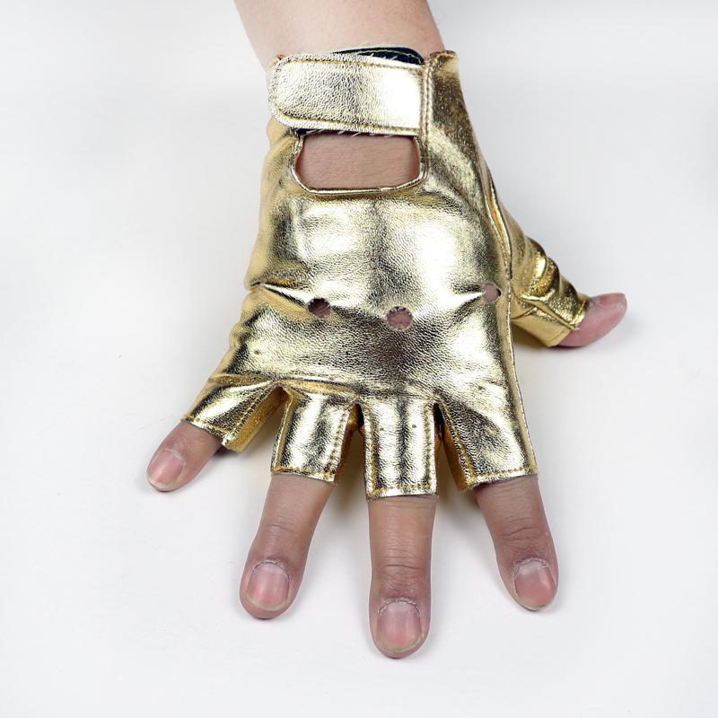 Men's Faux Leather Fingerless Gloves for Dance & Nightclub Performances