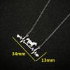 Stainless Steel Zodiac Horse Pendant Necklace with EKG Heartbeat Design