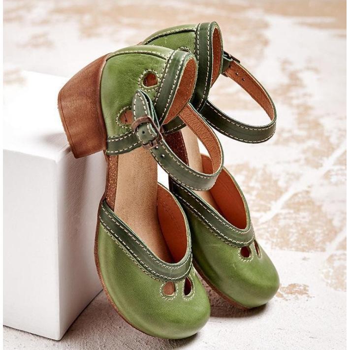 Neue Einzel-Schuhe mit dickem Absatz Damen lässige hohle Sandalen JGBN