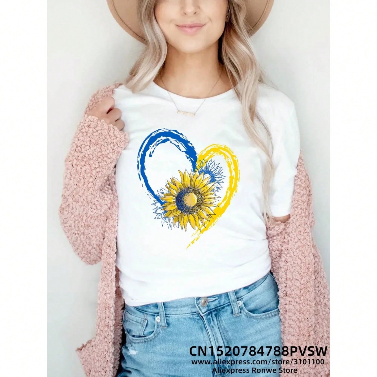 Heartbeat Blue Yellow Print Wounisex T-Shirt Girl Y2K Short Sleeve Tee Tops 90S Sweetshirts Female Harajuku Wounisex Clothing S разноцветный