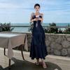 Sanya French Seaside Spaghetti Strap Ruffled Vacation Dress