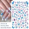 Retro Schmetterlings- und Blumen-Nagelsticker - F-Serie