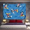 Wide Wall Tapestry Mickey Mouse Poses Seamless Pattern on Blue With Head Icons, Classic 2D, Horizontal Decor for Adult Bedroom Fan Gift