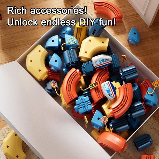 46/56/69 Adet/Set Çocuk Raylı Tren Oyuncakları Kendin Yap Yarış Arabası Küp Ray Yapım Kiti Küçük Çocuklar Erkek Kızlar Elektrikli Tren Ray Montaj Oyuncakları