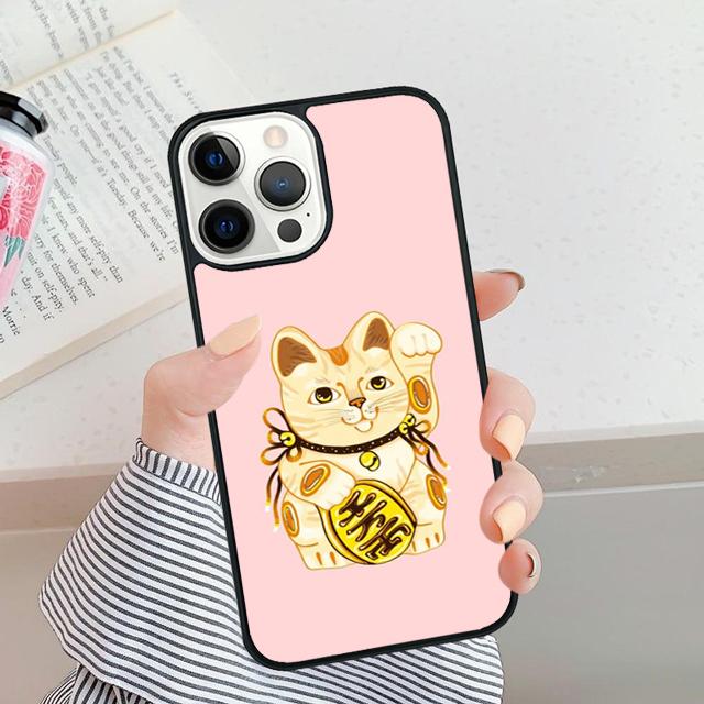 Cute Lucky Cat Phone Case Cover For iPhone 17 Air 16 15 14 Plus Apple 16 11 12 13 Pro Max Coque