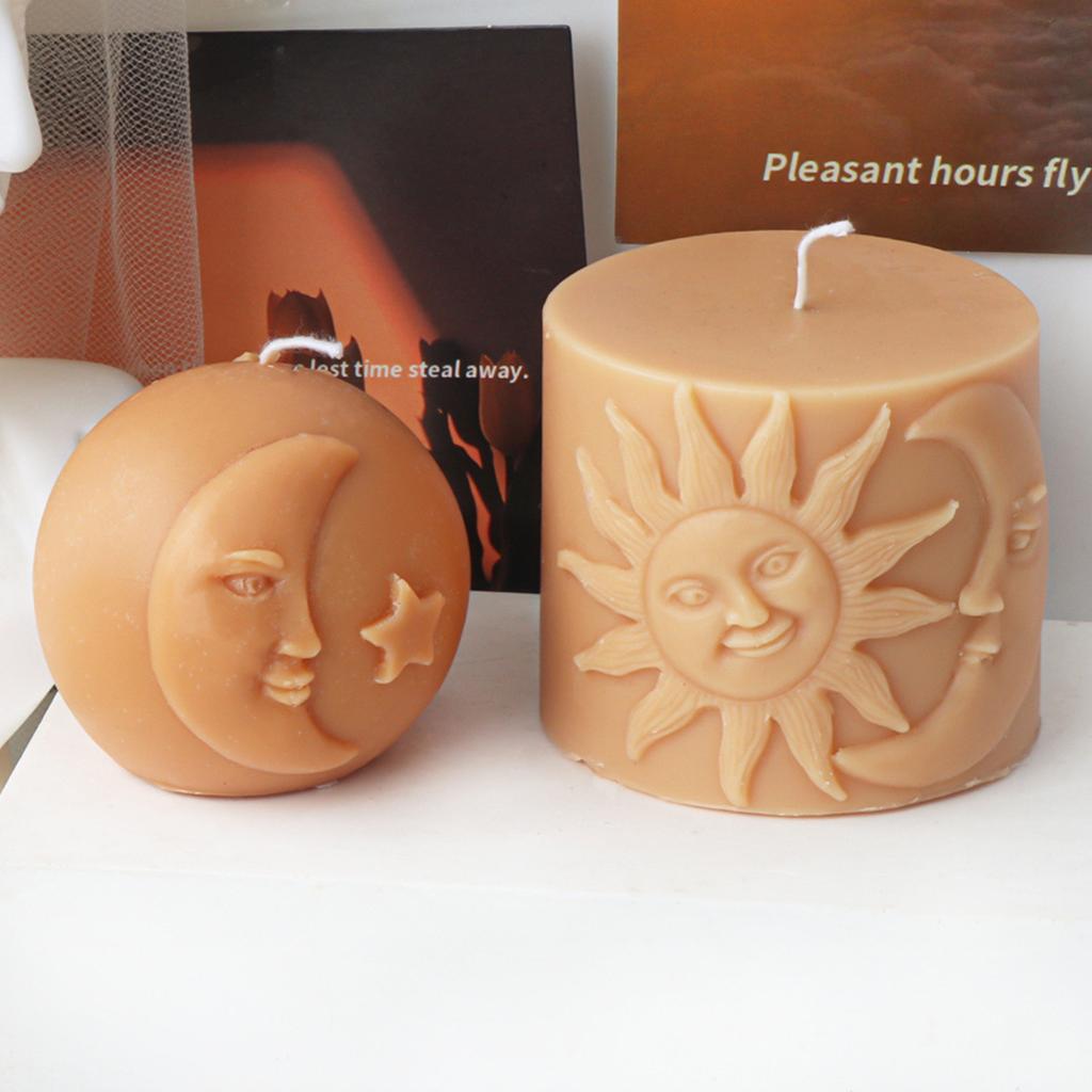 Sun Goddess Cylinder Candle Mold Personalized Sun Moon Face Candle Mold Sturdy Candle Moulds for DIY Enthusiasts