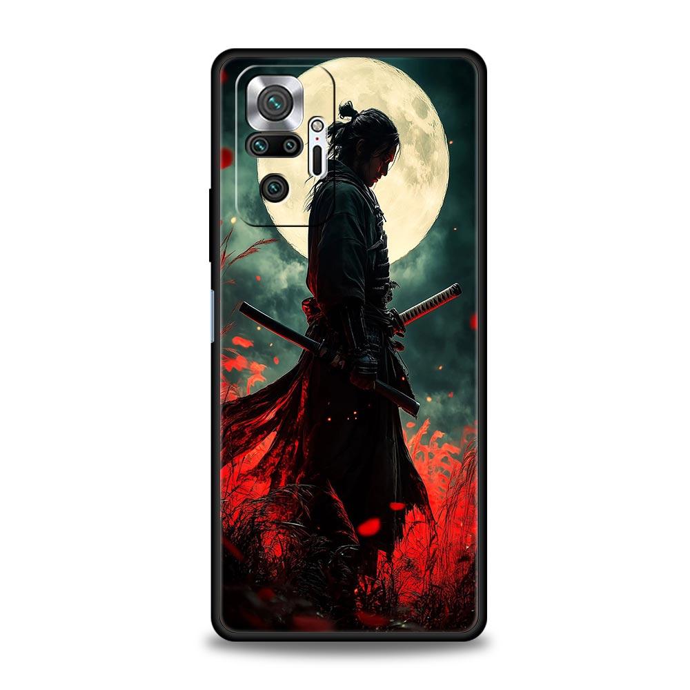 Japanese Bushido Samurai Phone Case For Xiaomi Redmi Note 14 13 5G 10 11 12 Pro Plus 4G 14C 13C 12C 10C Black Cover