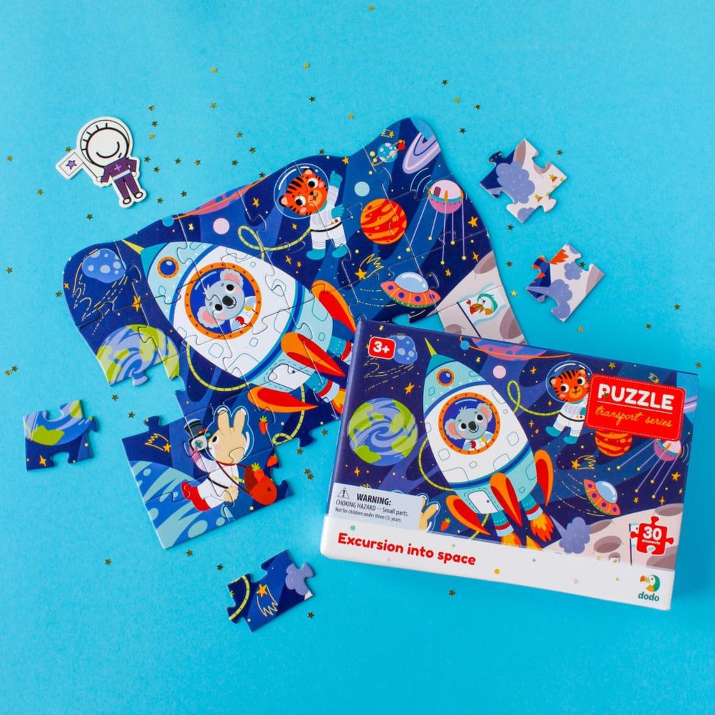 Puzzle Wyprawa W Kosmos 30 Elementów Kolorowa Układanka Dla Najmłodszych